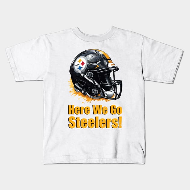 Pittsburgh Steelers Helmet Kids T-Shirt by vectrus